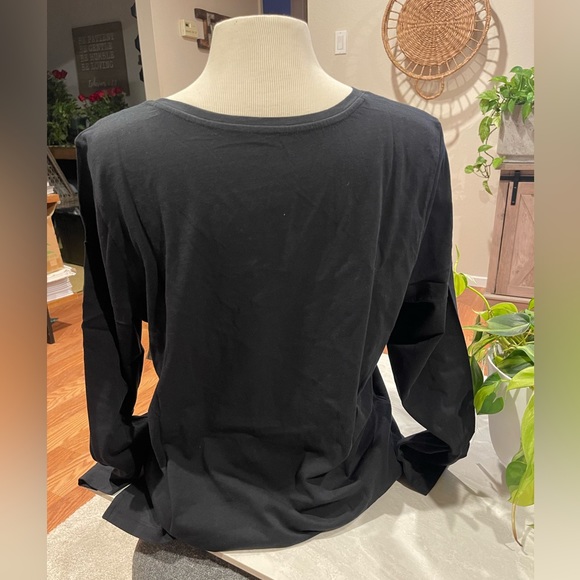 NWT Goodthreads Women's Large Washed Jersey 100% Cotton Long Sleeve VNeck TShirt - Picture 2 of 5